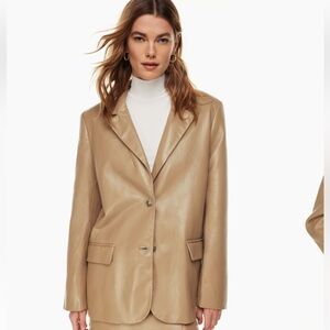 NWOT 2XS Aritzia Wilfred Memories Vegan Leather Blazer Chestnut
